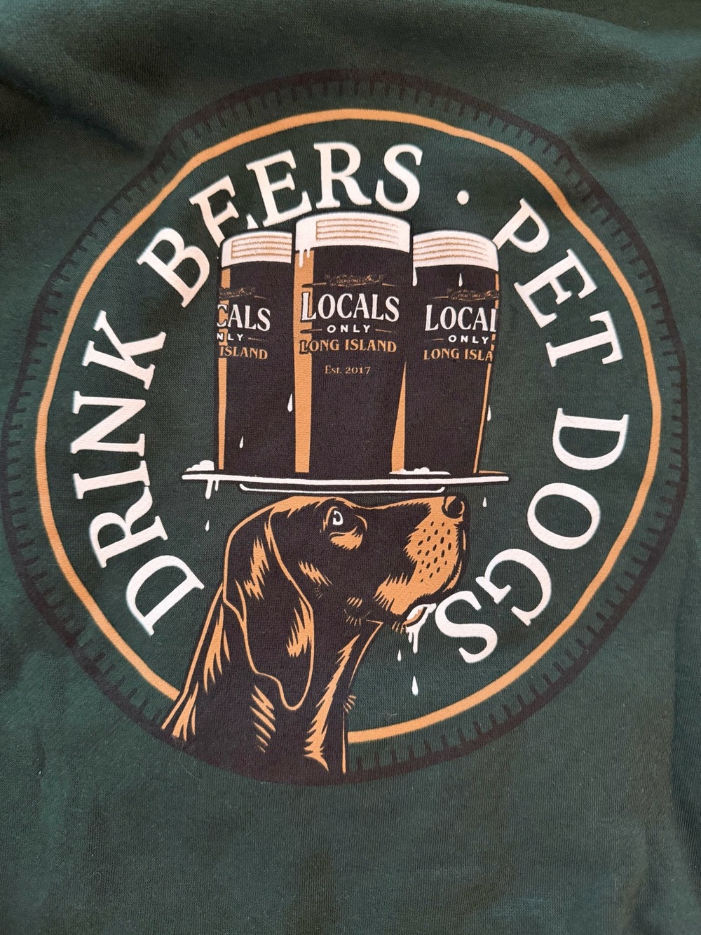 Men's “Drink Beers Pet Dogs” Forest Green Hoodie - Classic Hooded Sweatshirt